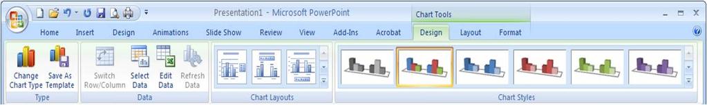powerpoint 5 5. Edit the data in the MS Excel application. The information will automatically be reflected in the chart.