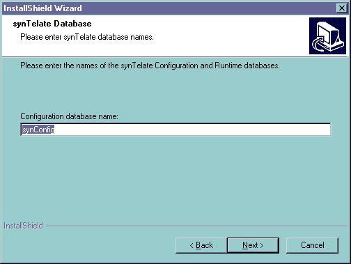 6. The next screen asks for the location of the syntelate database to be defined.