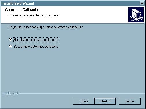 12. The Automatic Callbacks screen, gives you the option to enable or disable