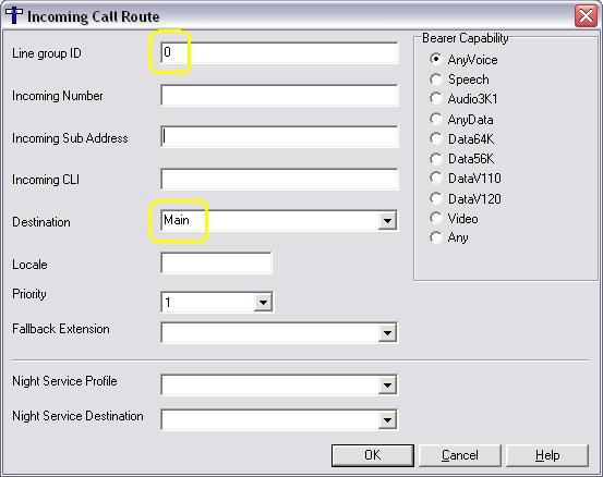 In the Manager window, go to the Configuration Tree and double-click Incoming Call Route to open the list