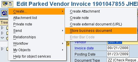 STORING BUSINESS DOCUMENTS (UPLOADING INVOICE COPIES TO SAP) 1. Open the Online Payment from the Tree, or by selecting Document, Display from the top menu. 2.