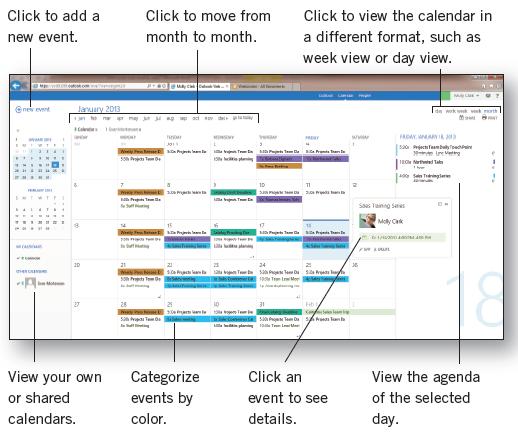 CALENDAR MEETINGS AND APPOINTMENTS The Calendar view tracks appointments and meetings. The calendar may be viewed four different ways; day, work week, week or month.