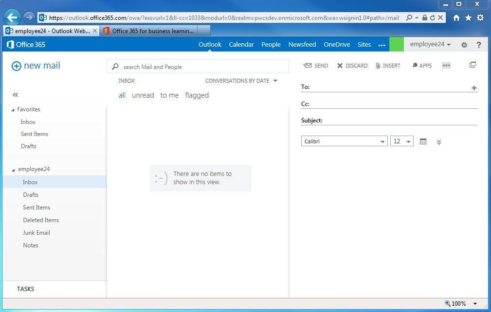 Create a New Mail Message To create a new email message in the Outlook view, click in the upper left corner of the page. A blank message form displays in the Reading Pane on the right.