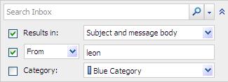 ADDITIONAL FEATURES DRAFT COPY Select from any of the following criteria options: Item Results in From/Sent To Category Description Search choices are Subject and message body,