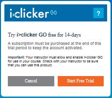 Creating a New Account First navigate to https://iclickergo.com/studentlogin.aspx click on the Create a New Account Button. Initial Setup i>clicker GO gives you an automatic 14-day free trial.