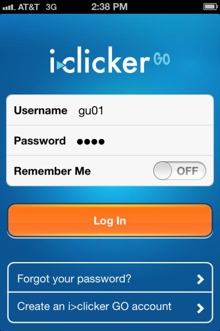 Login Page Once you do this, you will be taken to the i>clicker GO login page.