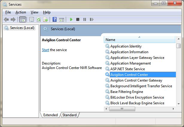 Navigating the Application Figure A. Services window Admin Tool The Admin Tool is used to configure your Control Center Server settings.