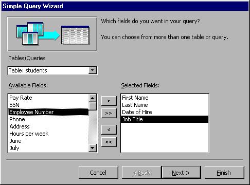 Creating a query using the query wizard The query wizard makes it simple t set up a query that will retrieve select fields frm every recrd. T begin, g t the Queries area in the Database windw.