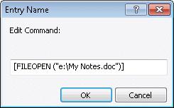 8. Click Add. You are prompted to specify a command string that the DDE Server should execute.