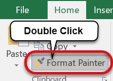 Format Painter The Format Painter tool is an easy way to apply text formatting from one cell to other cell(s) within the workbook.