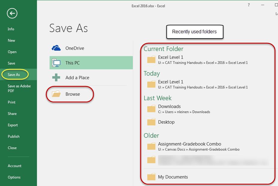 Save a workbook There are a few options when saving Excel workbooks, depending if it is a new file, or an existing file.