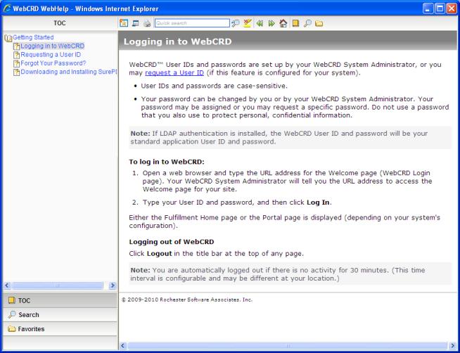 Chapter 2: Getting Assistance/General Tips Sample Online Help Window What's on the help window Tabs (lower left) click to change what is displayed in the left pane Click the TOC tab to display books