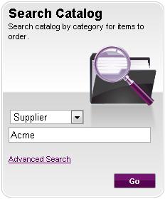 Placing an Order using the Ordering Home Page Searching by Item Description Searching by Category Keyword Type all or part of an item description in the Search Catalog or My Files search box, and