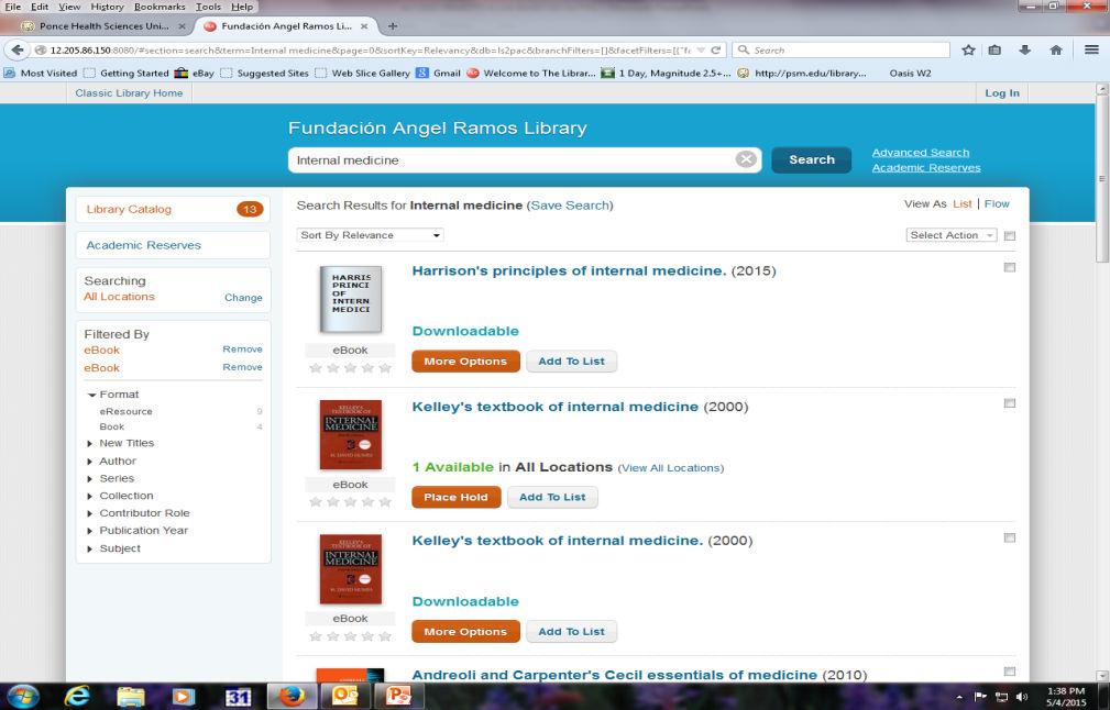 TO ACCESS OUR CATALOGUE If you only want the books in electronic format click on the option ebooks.