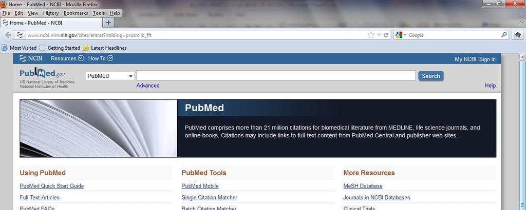 TO ACCESS OUR DATABASES In the database PubMed with fulltext, when the user types the