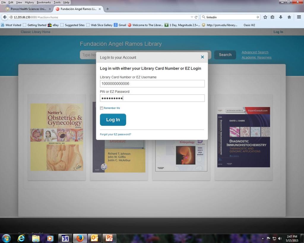 USING OUR LIBRARY CATALOGUE Once you enter the catalog press log in.