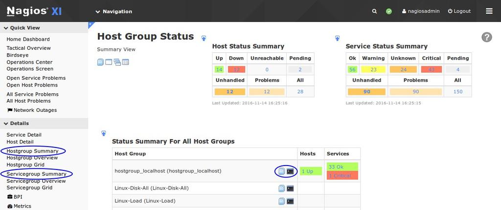 Hostgroup Summary and Servicegroup Overview Host groups and Service groups created in CCM