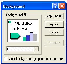 Formatting Your Background, Text, and Bullets for the Entire Presentation Choose View from the menu bar. Choose Master. Choose Slide Master. The Slide Master appears on-screen.