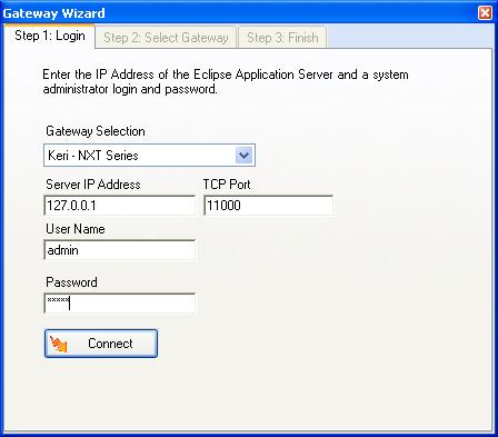 7.0 Gateway Wizard The Gateway Wizard allows system administrators to add a Gateway to the Doors.NET system.