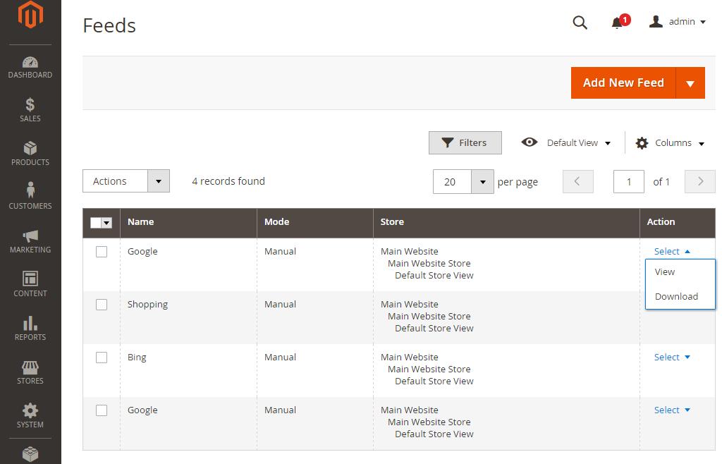 2. Creation of product feeds You can add a new custom field or modify existing ones.