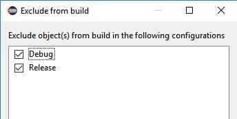 This is shown in Figure 26 Figure 26 - Exclude folder from build We must also specify which configurations to exclude the folders from.