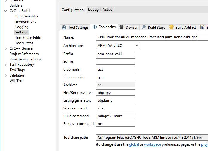 Working with Cortex-M4 on imx7 Dual Page 29 Figure 30 - Build command Go to the Tool Settings tab and click