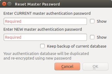 .1.2 Master password To store or access sensitive information within the database, a user must define a master password.