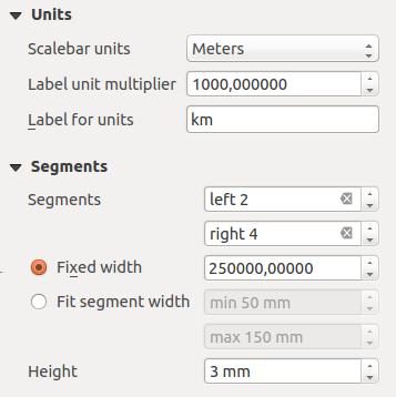 Units and Segments The Units and Segments dialogs of the scale bar Item Properties tab provide the following functionalities (see figure_composer_scalebar_3): Рис. 19.