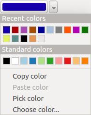 Совет: quick color picker + copy/paste colors You can quickly choose from Recent colors, from Standard colors or simply copy or paste a color by clicking the drop-down arrow that follows the color