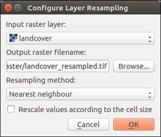 Рис. 13.11: Select Raster Resampling Options In the main Align raster dialog, you can still Edit file settings or Remove an existing file from the list of raster layers.