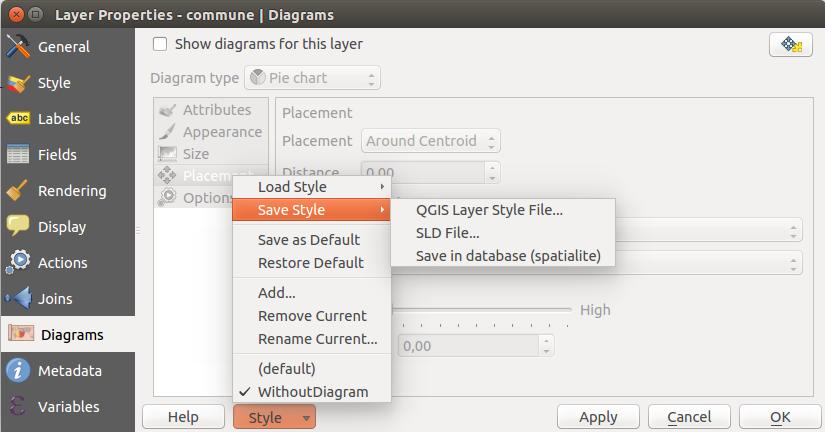 Рис. 8.5: Vector layer style combobox options ˆ Rename Current: The active style gets renamed and updated with the current options ˆ Add: A new style is created using the current options.