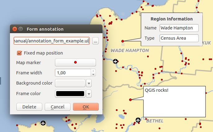 8.12.2 SVG-аннотация The SVG Annotation tool in the attribute toolbar provides the possibility to place an SVG symbol in a balloon on the QGIS map canvas.