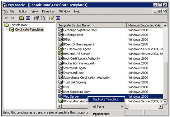 Create the Certificate Template for the ACS Web Server Perform