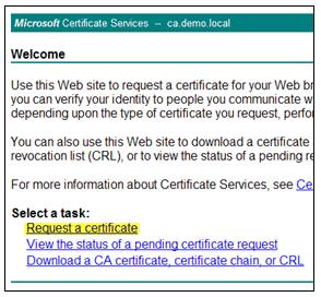 3. Click to submit an advanced certificate