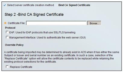 Choose the ACS certificate that was issued by