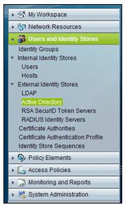 Go to Users and Identity Stores > External Identity Stores > Active