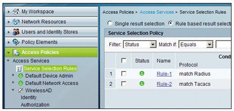 1. Go to Access Policies > Service Selection Rules. 2.