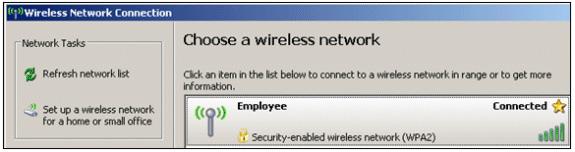 14. Right click the wireless network connection icon in systray, and then click View Available Wireless Networks. 15. Click the Employee wireless network, and then click Connect.
