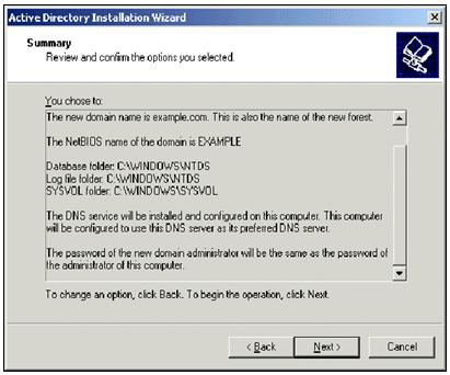 14. When you are done with the Active Directory installation, click Finish. 15. When prompted to restart the computer, click Restart Now.