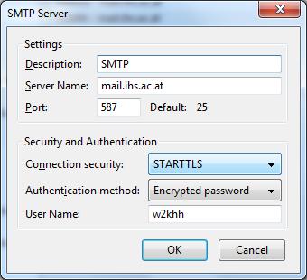 (or STARTTLS, depending what your program supports) Note: SSL/TLS is different from TLS and