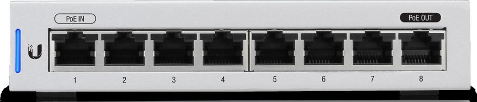 9 Mpps Maximum Power Consumption: 12W Available in Single-Pack and 5-Pack Model: US-8 (8) Gigabit RJ45 Ports (1) PoE