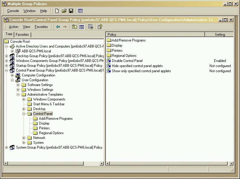 Figure 5-9 Control Panel Group Policy