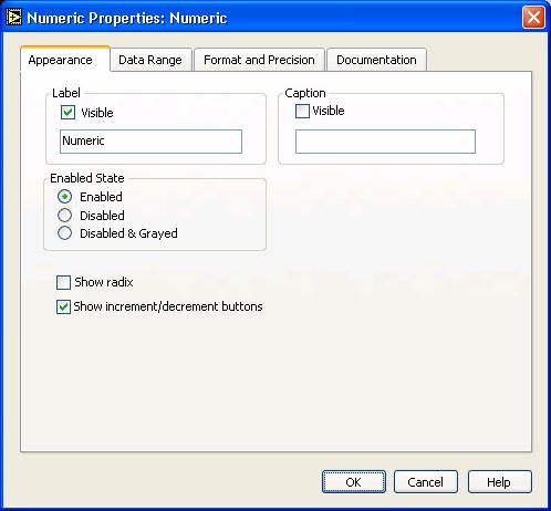 Property Page Right-click a control or indicator on the front panel and select