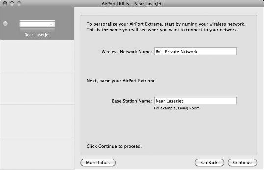 730 Setting Up an Airport Extreme Base Station Before you can use the Airport Extreme base station, you must configure it first by following these steps: 1. Run the Airport Utility program.