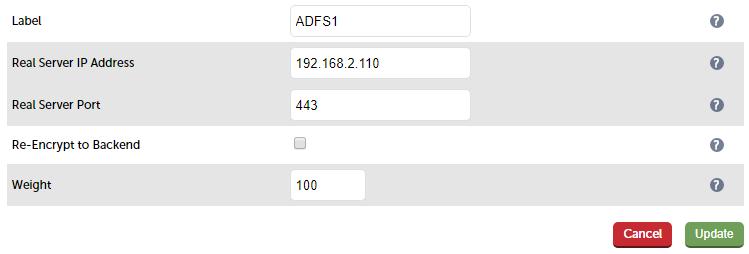 Appliance & Server Configuration - AD FS 3.0 3. Enter an appropriate name (Label) for the Virtual Service, e.g. ADFS-Proxy-Cluster 4.