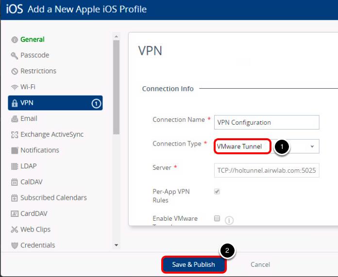 Configure the VPN Payload 1.