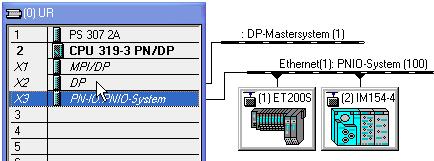 Insert a SIMATIC 300 station in SIMATIC Manager. 2. Configure the hardware. Insert a CPU 319-3 PN/DP as the central module. 3. Open the object properties of the CPU.