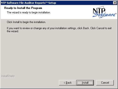 In the Ready to Install the Program dialog box, click Back to make any changes;