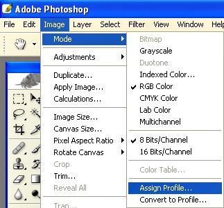 5. A list of available color profile is available when you select Assign Profile.