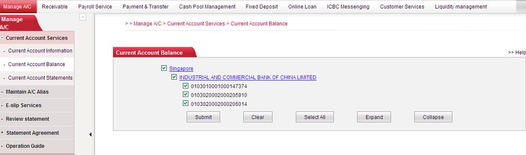 You could check your account as long as the account connected to ICBC Singapore